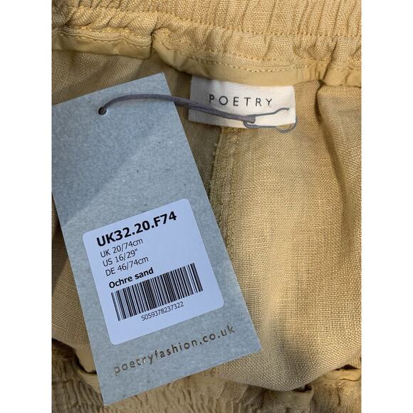 Poetry 100% Linen Wide Leg Pants Size 16 Ochre Sand Pull On NWT - Picture 8 of 10